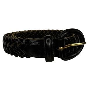 Genuine Black Braided Leather Belt Men's Size 38